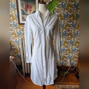 Thom Browne White Button-Up Shirt Dress